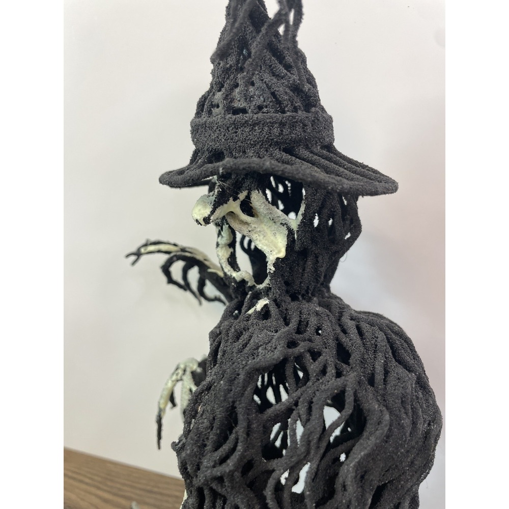 Halloween Witch 12" Figure Glow in the Dark Face Hands Wire Feel Wicker - Picture 2 of 8